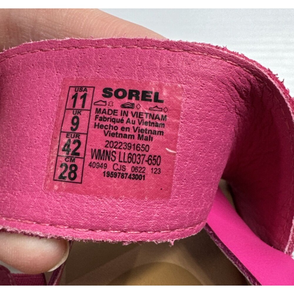 SOREL Woman’s Ella II Easy Flip T-Strap Sandals Thongs Fuchsia Fizz Sea Salt 11 - Picture 9 of 9